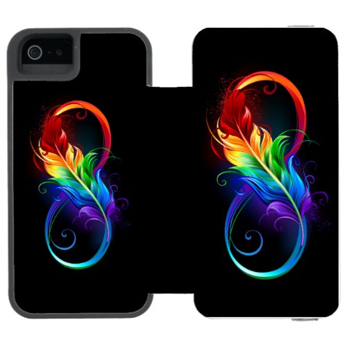 Infinity Symbol with Rainbow Feather iPhone SE55s Wallet Case