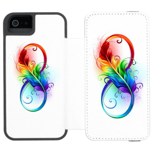 Infinity Symbol with Rainbow Feather iPhone SE55s Wallet Case