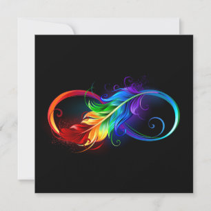 Infinity Symbol with Rainbow Feather Invitation