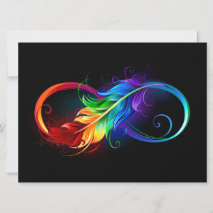 Infinity Symbol with Rainbow Feather Invitation