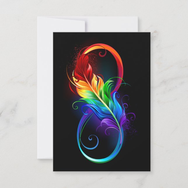 Infinity Symbol with Rainbow Feather Invitation (Front)