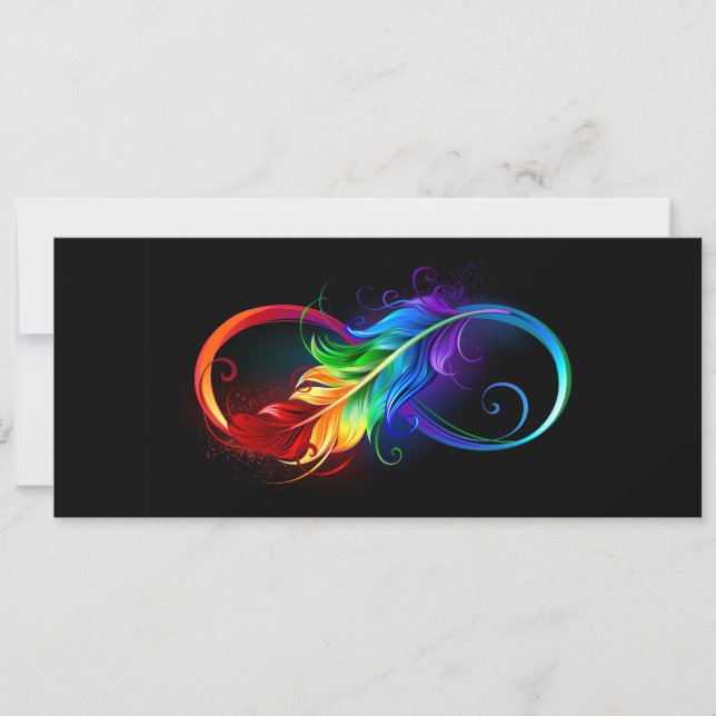 Infinity Symbol with Rainbow Feather Invitation (Front)