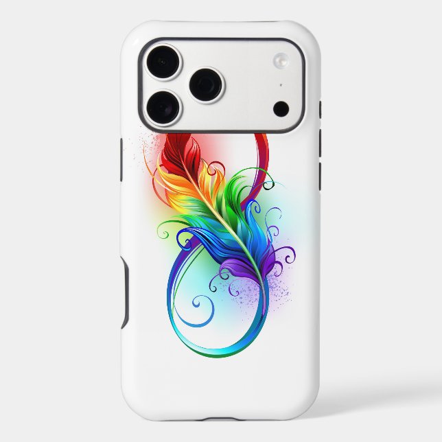 Infinity Symbol with Rainbow Feather Iphone Case (Back)