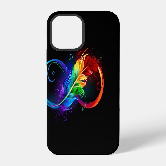 Infinity Symbol with Rainbow Feather Iphone Case (Back)