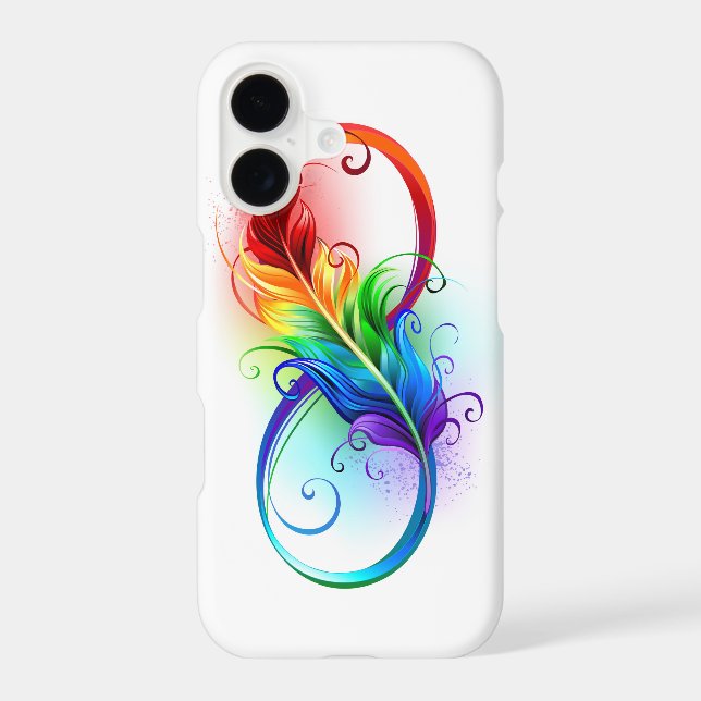 Infinity Symbol with Rainbow Feather iPhone Case (Back)