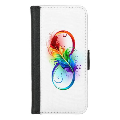 Infinity Symbol with Rainbow Feather iPhone 87 Wallet Case