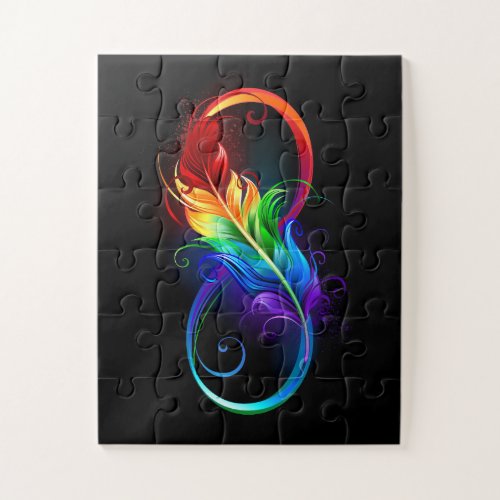 Infinity Symbol with Rainbow Feather Jigsaw Puzzle