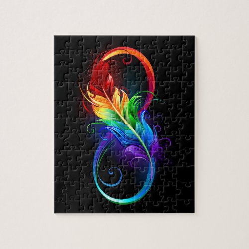 Infinity Symbol with Rainbow Feather Jigsaw Puzzle