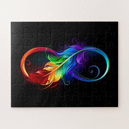 Infinity Symbol with Rainbow Feather Jigsaw Puzzle