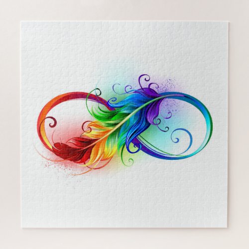 Infinity Symbol with Rainbow Feather Jigsaw Puzzle