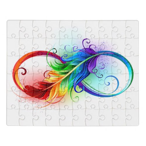 Infinity Symbol with Rainbow Feather Jigsaw Puzzle