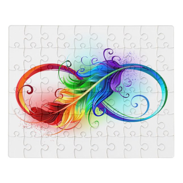 Infinity Symbol with Rainbow Feather Jigsaw Puzzle (Puzzle Horizontal)