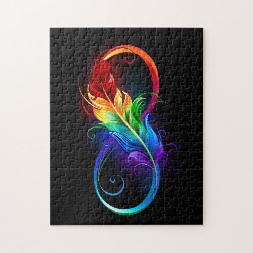 Infinity Symbol with Rainbow Feather Jigsaw Puzzle