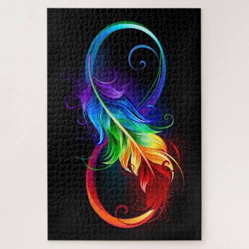 Infinity Symbol with Rainbow Feather Jigsaw Puzzle