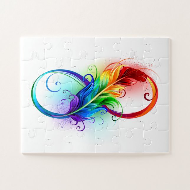 Infinity Symbol with Rainbow Feather Jigsaw Puzzle (Horizontal)