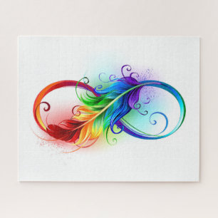 Infinity Symbol with Rainbow Feather Jigsaw Puzzle