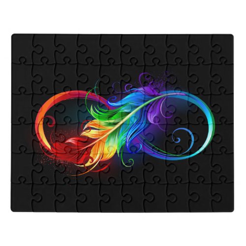 Infinity Symbol with Rainbow Feather Jigsaw Puzzle