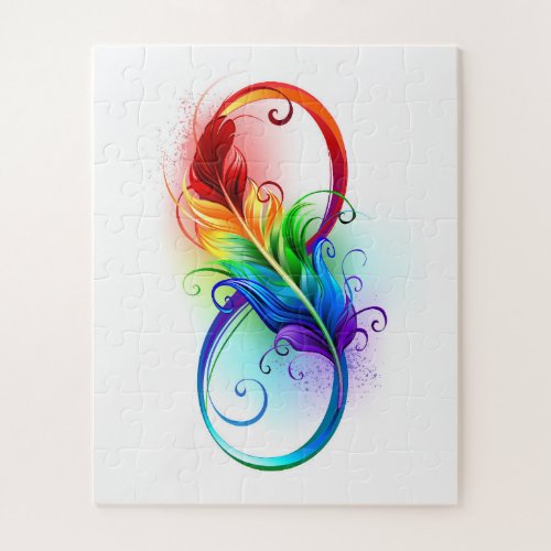 Infinity Symbol with Rainbow Feather Jigsaw Puzzle