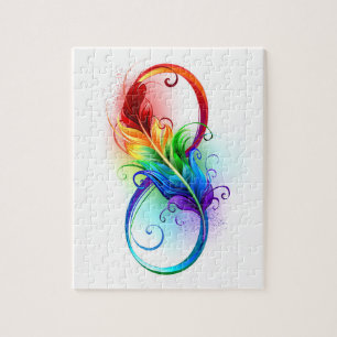 Infinity Symbol with Rainbow Feather Jigsaw Puzzle