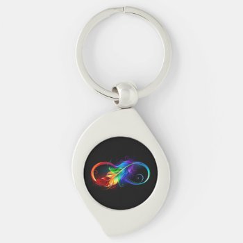 Infinity Symbol With Rainbow Feather Keychain by Blackmoon9 at Zazzle