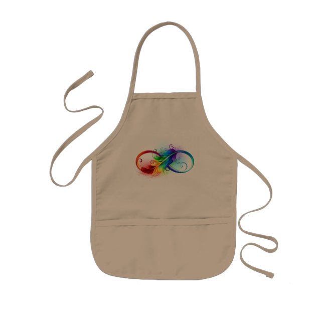 Infinity Symbol with Rainbow Feather Kids' Apron (Front)
