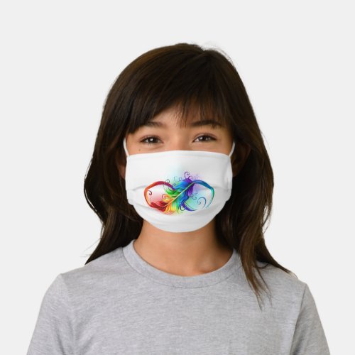 Infinity Symbol with Rainbow Feather Kids Cloth Face Mask