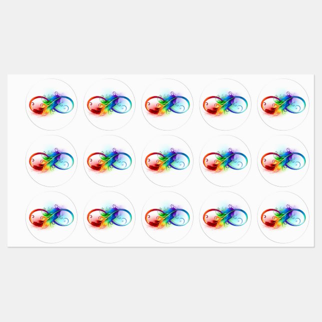 Infinity Symbol with Rainbow Feather Kids' Labels (Sheet)
