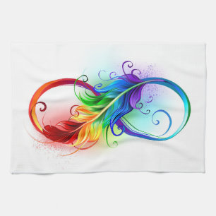 Infinity Symbol with Rainbow Feather Kitchen Towel