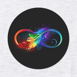 Infinity Symbol with Rainbow Feather Labels