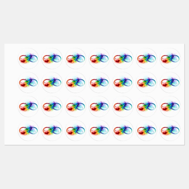 Infinity Symbol with Rainbow Feather Labels (Sheet)
