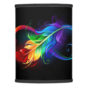 Infinity Symbol with Rainbow Feather Lamp Shade
