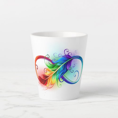 Infinity Symbol with Rainbow Feather Latte Mug