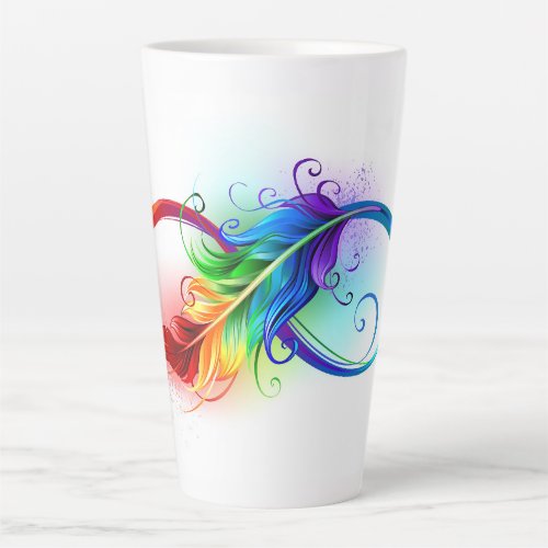 Infinity Symbol with Rainbow Feather Latte Mug