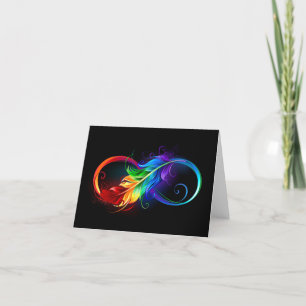 Infinity Symbol with Rainbow Feather Letterpress Thank You Card