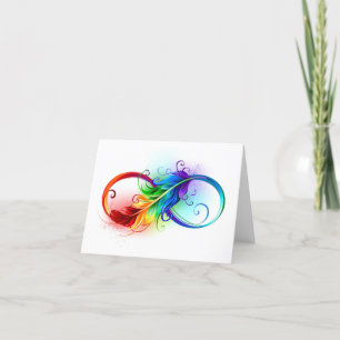 Infinity Symbol with Rainbow Feather Letterpress Thank You Card