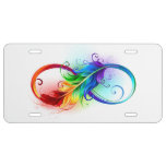Infinity Symbol with Rainbow Feather License Plate