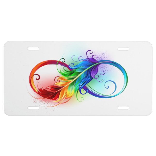 Infinity Symbol with Rainbow Feather License Plate (Front)