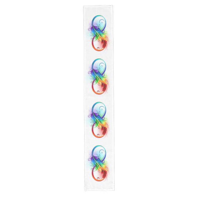 Infinity Symbol with Rainbow Feather Long Table Runner (Front)