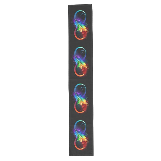 Infinity Symbol with Rainbow Feather Long Table Runner (Front)