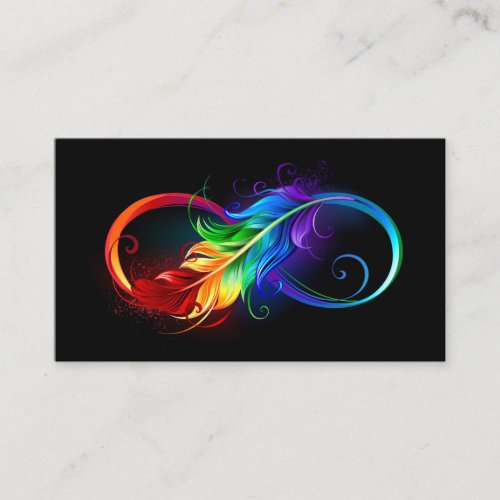 Infinity Symbol with Rainbow Feather Loyalty Card