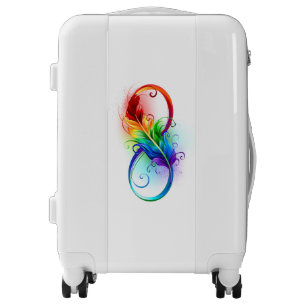 Infinity Symbol with Rainbow Feather Luggage
