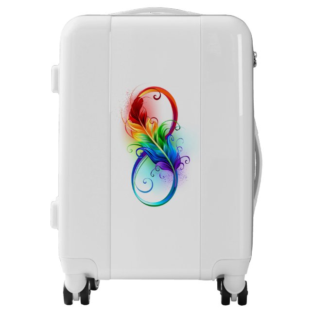 Infinity Symbol with Rainbow Feather Luggage (Front)