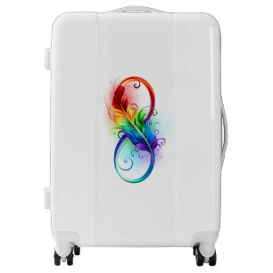 Infinity Symbol with Rainbow Feather Luggage