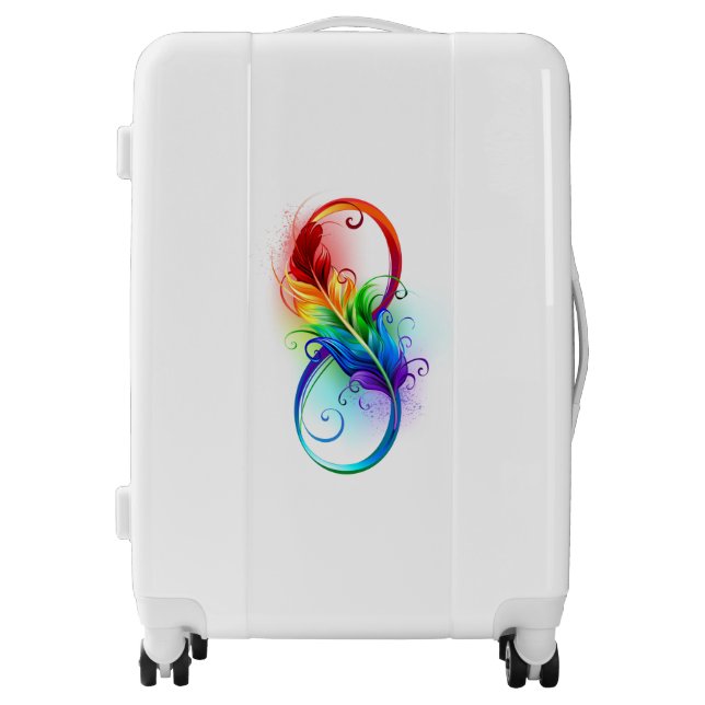 Infinity Symbol with Rainbow Feather Luggage (Front)