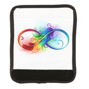 Infinity Symbol with Rainbow Feather Luggage Handle Wrap