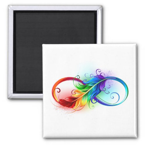 Infinity Symbol with Rainbow Feather Magnet