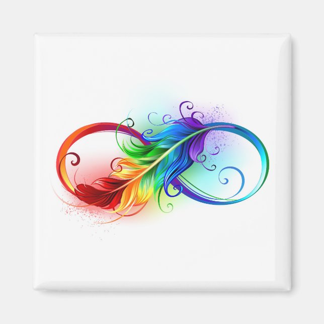 Infinity Symbol with Rainbow Feather Magnet (Front)