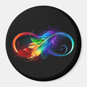 Infinity Symbol with Rainbow Feather Magnet