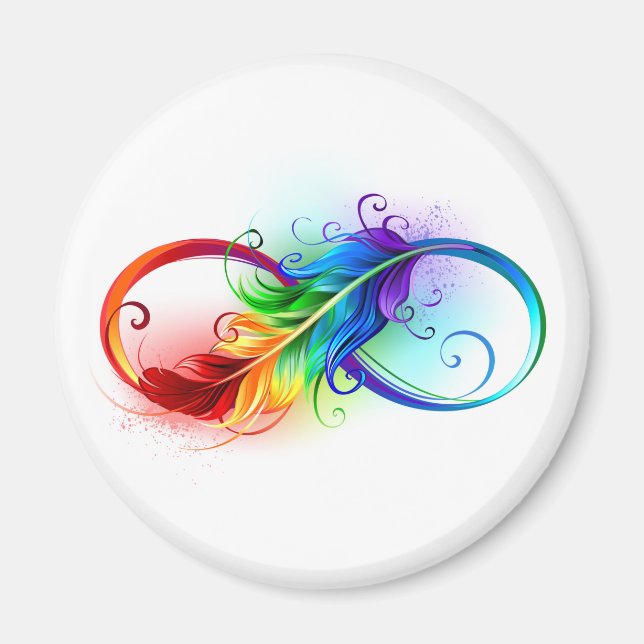 Infinity Symbol with Rainbow Feather Magnet (Front)