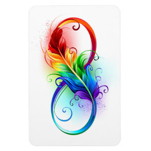 Infinity Symbol with Rainbow Feather Magnet